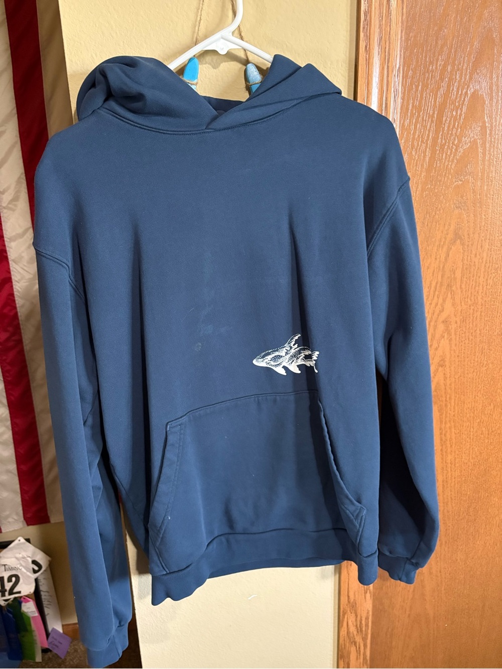 Women's Navy Shark Graphic Hoodie Sweatshirt